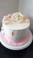 CAKE pink First Communion cake 8 inch round