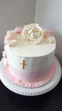 CAKE pink First Communion cake 8 inch round