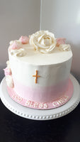 CAKE pink First Communion cake 8 inch round