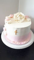 CAKE pink First Communion cake 8 inch round