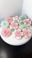FLORAL COOKIES decorated royal iced COOKIES 1 dozen cookies