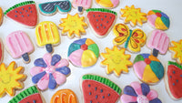 SUMMERTIME COOKIES decorated royal iced COOKIES 1 dozen cookies