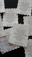 CUSTOM ORDER, scalloped Koufeta GREEK WEDDING FAVOURS TAGS, set of 25 tags, confetti bonbonniere tags