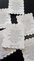 CUSTOM ORDER, scalloped Koufeta GREEK WEDDING FAVOURS TAGS, set of 25 tags, confetti bonbonniere tags