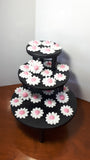 DAISIES, ROYAL  pink centers, ICING DAISY FLOWERS for cakes, cupcakes or cookies, 1 dozen.