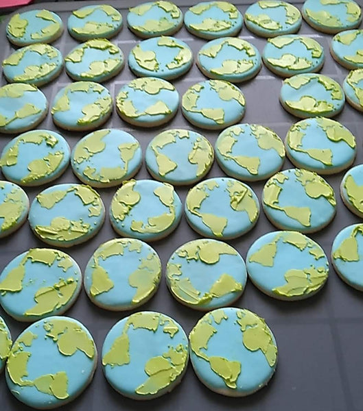 COOKIES world map, earth day, earth cookies, royal iced sugar cookies, 1 dozen