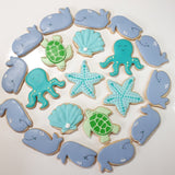 COOKIES  OCEAN  CREATURE themed, royal icing DECORATED -COOKIES