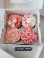 CUPCAKES Mothers Day 4 cupcakes gift set floral cupcakes