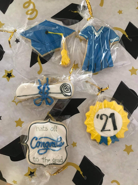 COOKIES Graduation theme, royal icing DECORATED Cookies, 1 dozen