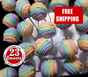 Rainbow pastel 1 dozen, CAKE POPS, various colours and flavours available, free shipping