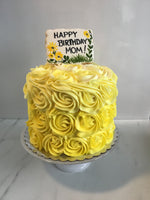6” Cake with buttercream rosettes, with hand painted Cookie Plaque, birthday cake (6 inch round)