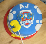 Puppy themed birthday cake 8 inch round