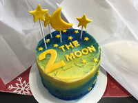 to the moon cake, birthday cakes, to the moon, 2 the moon,child's birthday cake