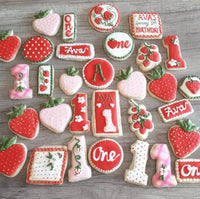 COOKIES “STRAWBERRY” themed decorated royal iced COOKIES 1 dozen cookies