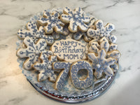 SNOWFLAKE COOKIES  royal icing DECORATED -WINTER BIRTHDAY COOKIES