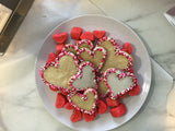 HEART COOKIES Valentine’s Day themed decorated royal iced heart COOKIES 1 dozen cookies