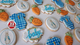 Bunny themed baby shower COOKIES  royal icing DECORATED -COOKIES 1 dozen