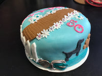 Cake Dog and fence 8 inch BIRTHDAY cake 8 inch round