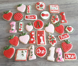 COOKIES “STRAWBERRY” themed decorated royal iced COOKIES 1 dozen cookies
