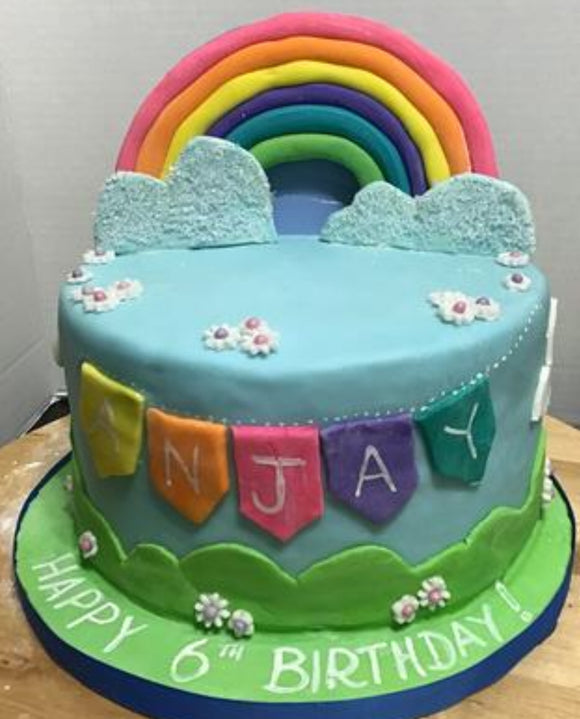 Cake Rainbow themed birthday cake 8 inch round