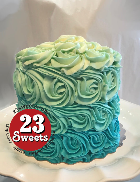 6” Cake with buttercream rosettes, birthday cake (6 inch round)