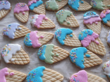 COOKIES  ICE CREAM CONES, royal icing DECORATED -COOKIES