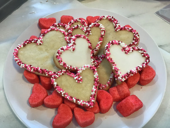 HEART COOKIES Valentine’s Day themed decorated royal iced heart COOKIES 1 dozen cookies