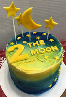 Cake 2 the moon themed birthday cake 8 inch round, to the moon, two the moon cake