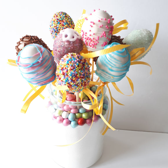 CAKE POPS, 1 dozen, Easter Egg CAKE POPS, various colours and flavours available,