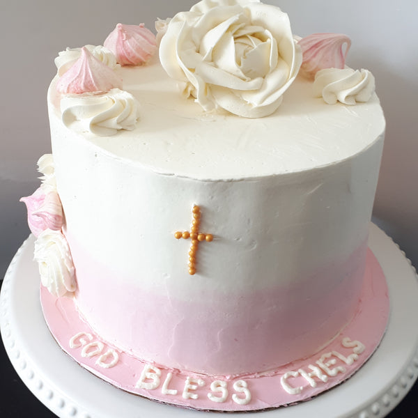 CAKE pink First Communion cake 8 inch round
