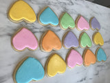 Multi coloured HEART HEART COOKIES Valentine’s Day themed decorated royal iced heart COOKIES 1 dozen cookies