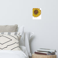 Sunflower wall art Poster, yellow and brown floral art,