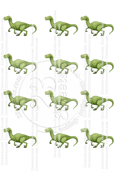 EDIBLE wafer paper green dinosaurs, 12 pieces, , wafer paper, cake, cake pops  cake decoration, cupcake toppers