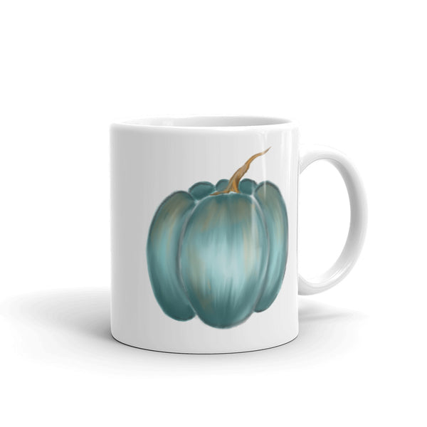Mug, rustic blue pumpkin mug, gift, fall decor, coffee lover gift, autumn