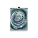 Poster, blue spiral abstract, minimalist art print, ocean, neutral, art wall decor, print original design Poster