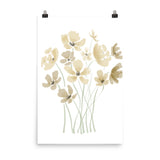 Floral art print, original art design, Poster, wall decor, flowers, beige floral art, minimalist design Poster
