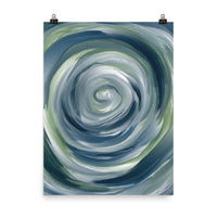 Poster, blue spiral abstract, minimalist art print, ocean, neutral, art wall decor, print original design Poster