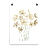 Poster, wall art, art print,  floral print, flowers, neutral flower art print, elegant floral art poster