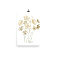 Floral art print, original art design, Poster, wall decor, flowers, beige floral art, minimalist design Poster