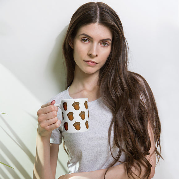 Mug, acorn design pattern, coffee mug, coffee cup
