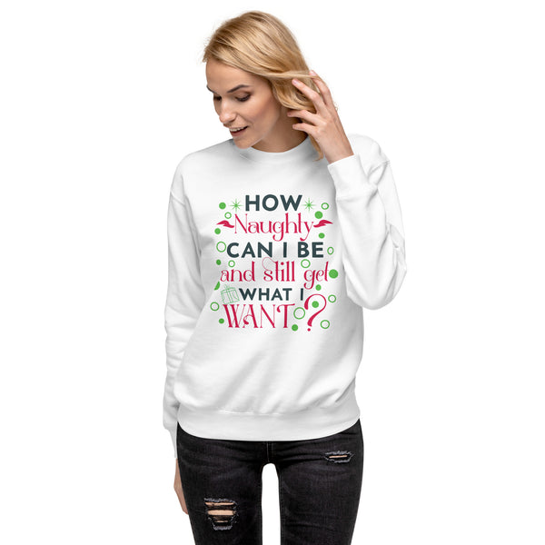 Sweatshirt, How naughty can I be, Unisex Premium Sweatshirt, Christmas sweatshirt gift for family