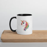 Unicorn Mug with Color Inside, cheery unicorn mug design