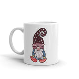 White glossy mug with BLUE GNOME