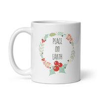 MUG, Peace on Earth, White glossy mug, Christmas,  Holiday mug, cheery mug gift idea for morning coffee or hot chocolate , mugs.