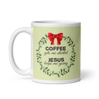 MUG, Coffee gets me started Jesus keeps me going, coffee cup funny Christmas mug for religious person, religious mug