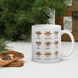 Cute Santa's Reindeer design White glossy mug, cheery mug for morning coffee or hot chocolate