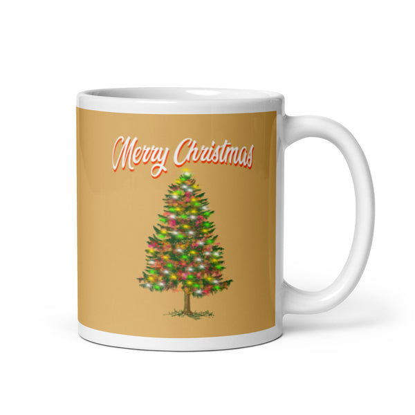 MUG, Merry Christmas with tree, beige Christmas mug, gift cup, White glossy mug, cup, Christmas mug, gift, White glossy mug copy