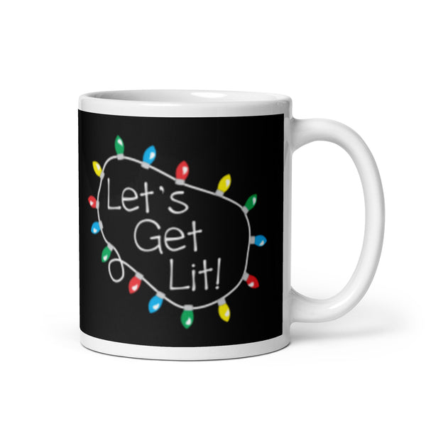 Mug, Let's Get Lit, Christmas Mugs, Funny Gift Cup Mug, White Glossy Mug, Cup, Christmas Mug, Gift, White Glossy Mug, White