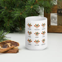 Cute Santa's Reindeer design White glossy mug, cheery mug for morning coffee or hot chocolate