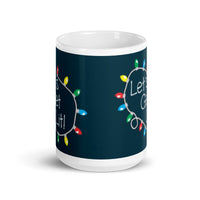 Mug, Let's Get Lit, Blue Christmas Mugs, Funny Gift Cup Mug, White Glossy Mug, Cup, Christmas Mug, Gift, White Glossy Mug 11oz, White